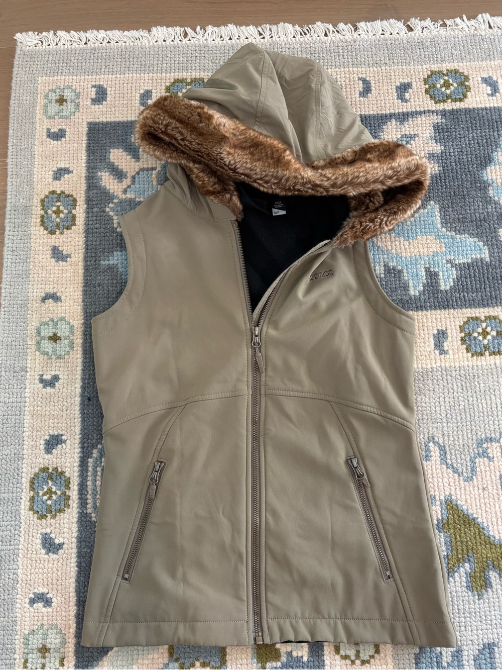 Marmot faux fur hooded vest, size small